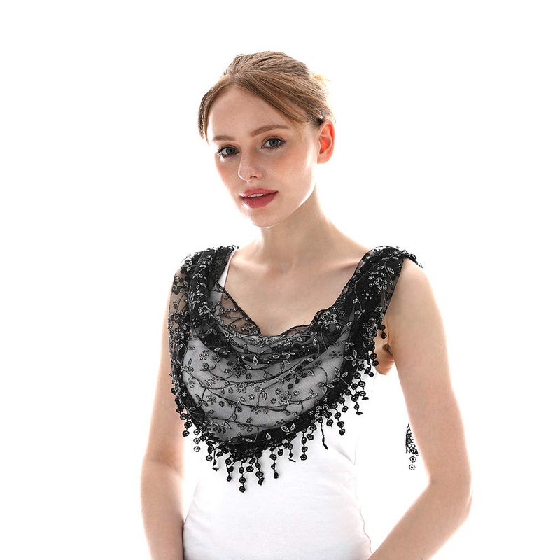 LMVERNA Cathedral Wedding Veil Mantilla Catholic Veil Head Covering Latin Mass (Black) - Image 4